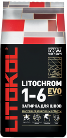 Затирочная Смесь Litokol Litochrom 1-6 Evo 25кг LE.130 Серый, Цементная для Затирки Швов Плитки от 1 до 6 мм / Литокол Литохром Эво.