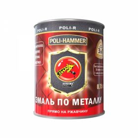 Эмаль по Ржавчине Гладкая Poli-Hammer 250мл Бордовая по Дереву, Металлу, Бетону, Пластику.
