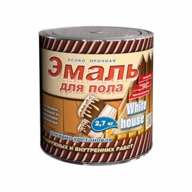Эмаль для Пола White House 0.9кг Синее Море, Глянцевая Алкидно-Уретановая для Внутренних и Наружных Работ.