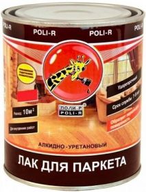 Лак Паркетный Poli-R 0.75л Алкидно-Уретановый, Шелковисто-Матовый для Внутренних Работ.