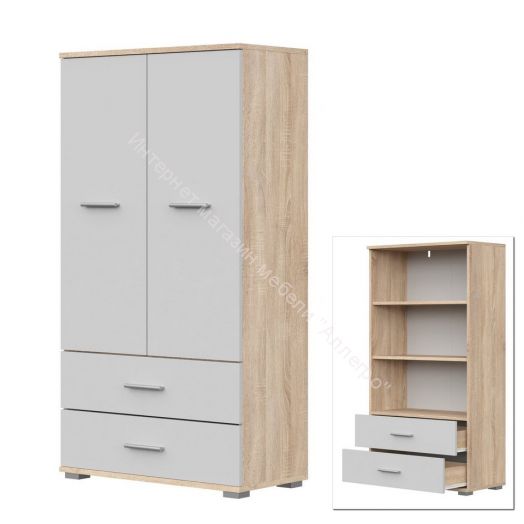 Шкаф 2-х створчатый FUN СТ-2.130 Белый/Дуб Сонома