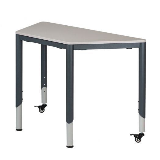 Стол ученический "ТРАПЕЦИЕВИДНЫЙ" регулируемый, на колёсиках (Каркас серый)