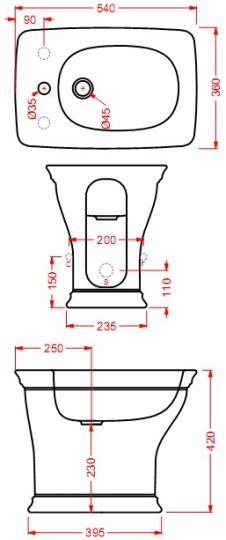 Биде напольное Artceram Civitas CIB002 схема 2