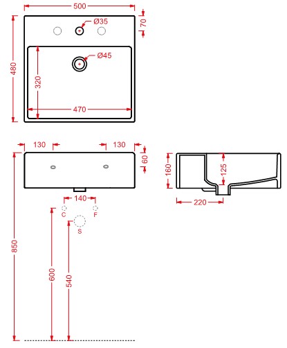 Раковина Artceram Quadro QUL002 50х48 ФОТО