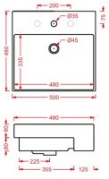 Раковина Artceram Quadro QUL004 50х48 схема 2