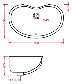 Встраиваемая раковина Artceram Idea IDL001 60х37 схема 2