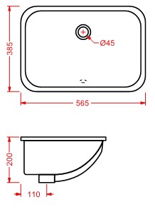 Подклеиваемая раковина Artceram Nettuno NTL001 56х38 схема 2