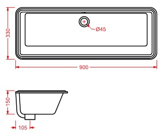 Встраиваемая раковина Artceram Gea GEL002 90х33 схема 2