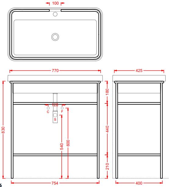 Консоль для раковины отдельностоящая Artceram Fuori Scala ACA057 40x77 схема 5