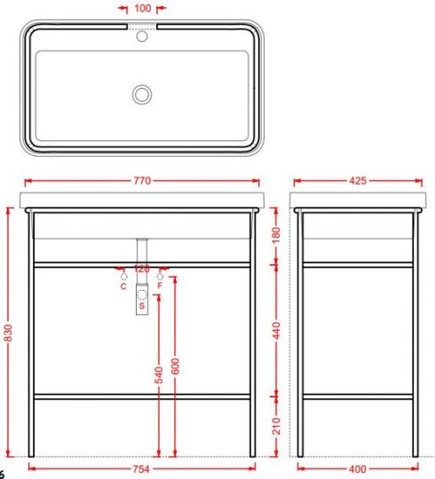 Консоль для раковины отдельностоящая Artceram Fuori Scala ACA057 40x77 схема 5