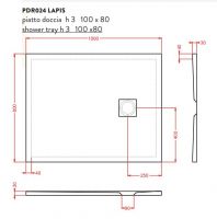 Керамический душевой поддон Artceram Lapis PDR02 схема 5