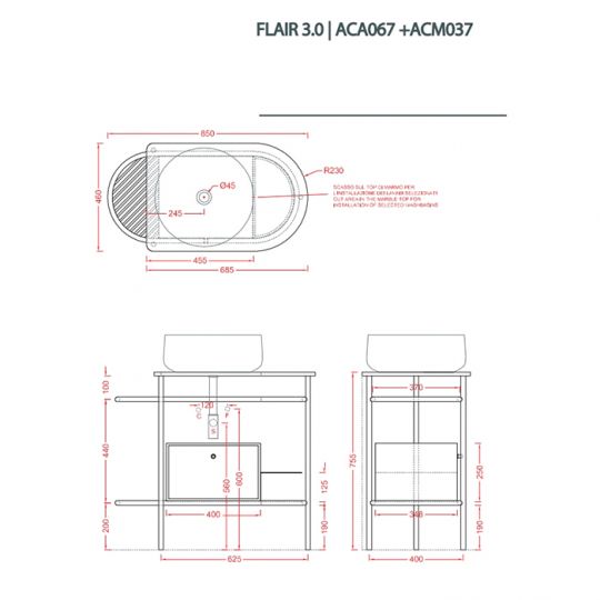 Шкаф Artceram Flair 3.0 с выдвижным ящиком и боковой секцией 400х348х250 мм ACM037 ФОТО