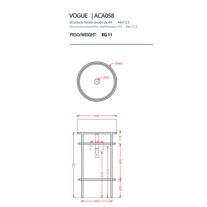 Столешница Artceram Vogue 44х44х72,5 см TFA011 схема 6