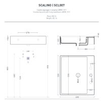 Раковина Artceram Scalino 550х480 мм накладная отверстие для смесителя без перелива SCL007 схема 2