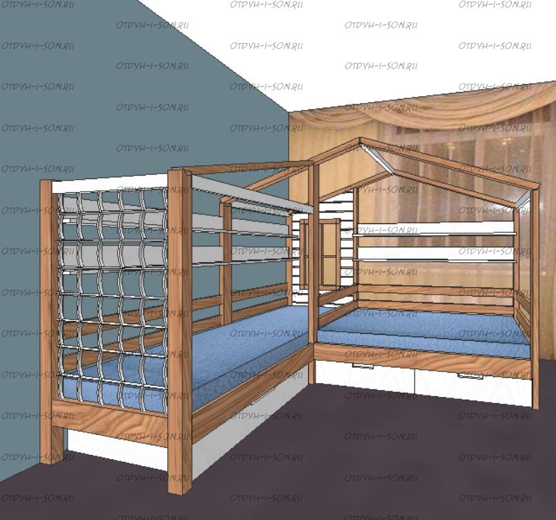 Кровать Домик Угловой Fairy Land (Для Двоих Детей)