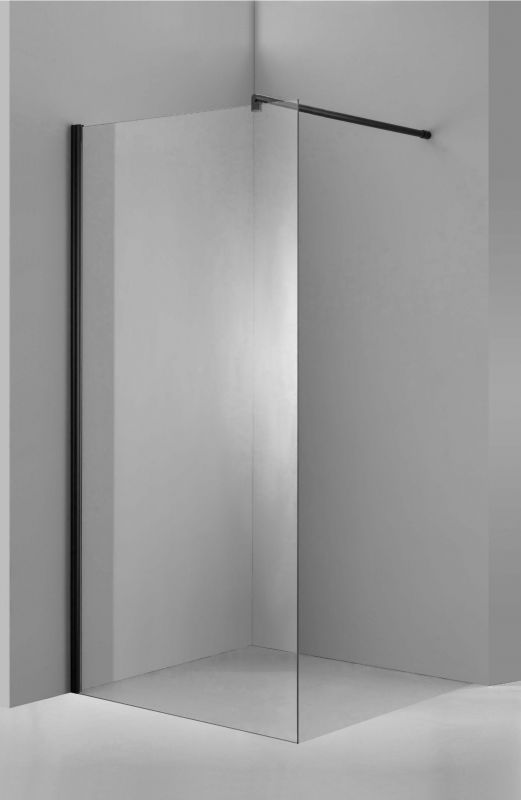 Душевая стеклянная перегородка Oporto Shower А-80BМ 100x200 черный профиль, матовое стекло