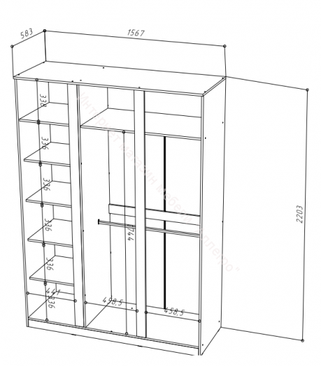 Шкаф 3-х дверный с зеркалом Stern Дуб Вотан