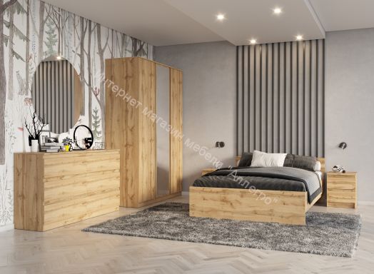 Шкаф 4-х дверный с зеркалом Stern Дуб Сонома