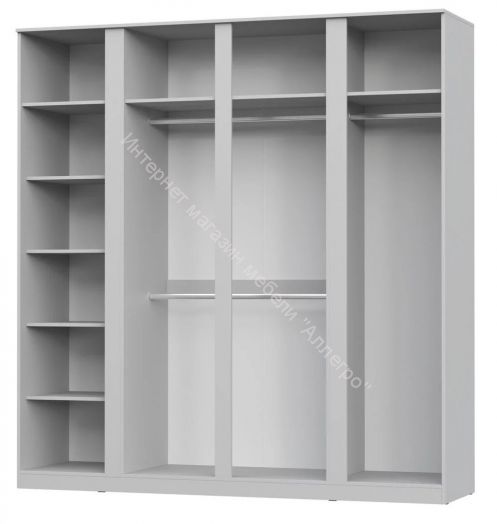 Шкаф 4-х дверный с зеркалом Stern Белый