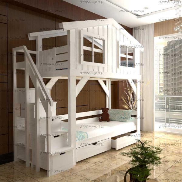 Кровать двухъярусная, Кровать-домик Roof №33H