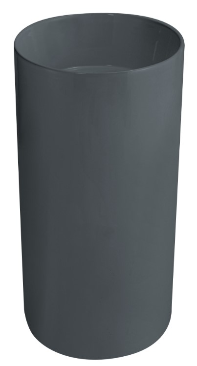 Изображение Раковина керамическая напольная моноблок без отверстия под смеситель серая матовая SantiLine SL-4014MG