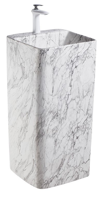 Изображение Раковина керамическая напольная моноблок под мрамор матовая SantiLine SL-4005MM