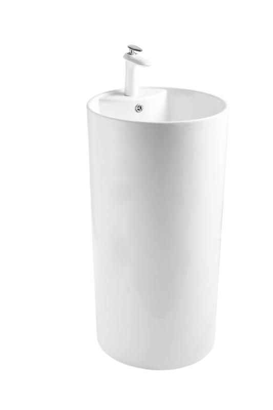 Изображение Раковина керамическая напольная моноблок белая матовая SantiLine SL-4003MW