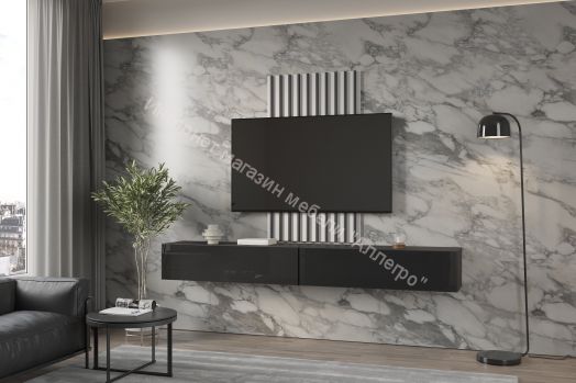 Гостиная Point К-16 Чёрный глянец/Чёрный матовый