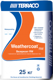 Гидроизоляция Обмазочная Terraco Weathercoat RW 25кг Однокомпонентная, Цементная Белая, Серая / Террако Везеркоат RW.
