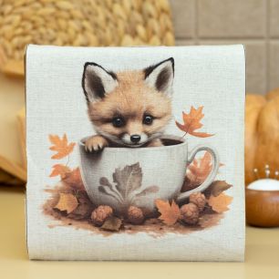 Купон для пошива салфетки - Лисенок в кружке 20*23 см. limit