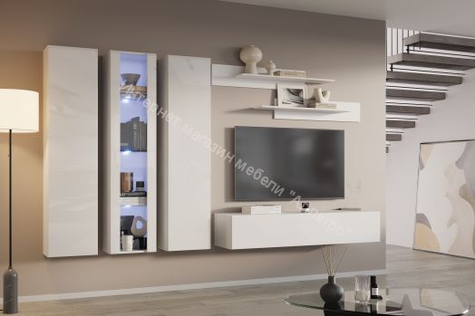 Шкаф навесной Point тип-40 Белый глянец/Белый матовый