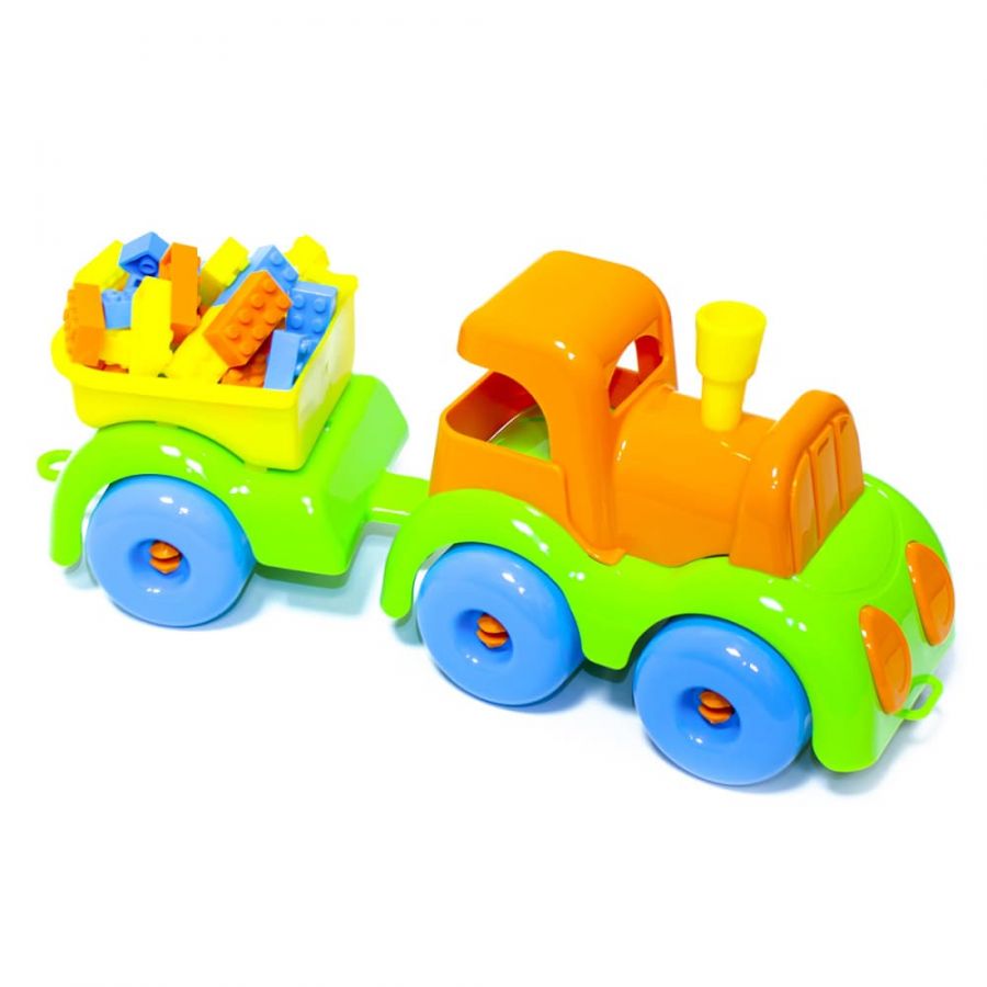 Машинка паровозик с прицепом "Везунчик" КНОПА 33 см