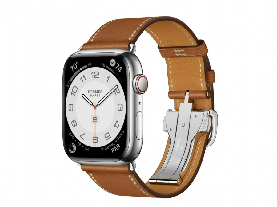 Часы Apple Watch Hermès Series 10 GPS + Cellular 46mm Silver Titanium Case with Fauve Barénia Leather Single Tour Deployment Buckle