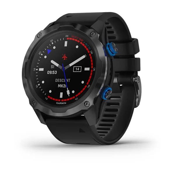 Умные часы Garmin Descent MK2I титановые с DLC-покрытием и черным ремешком