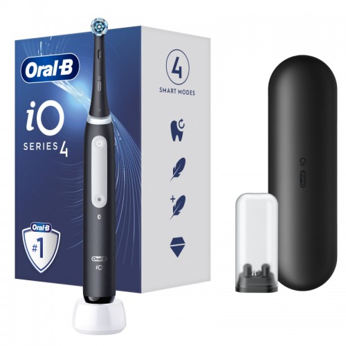 Электрическая зубная щетка Oral-B iO 4 Matt Black с 4 режимами, интерактивным дисплеем, умным датчиком давления, черная/матовая