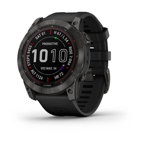 Умные часы Garmin Fenix 7X Sapphire Solar титановый угольно-серый DLC с силиконовым ремешком