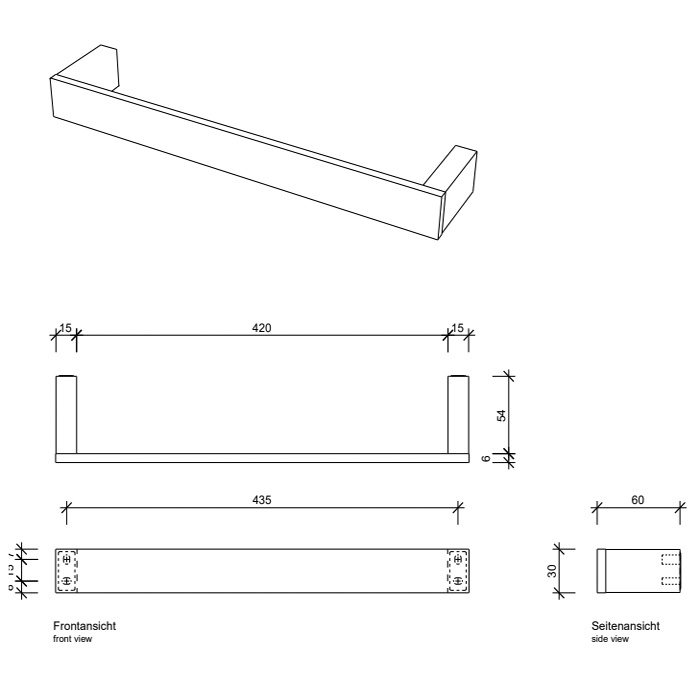 Держатель для полотенца Decor Walther Contract 650700/650760 450 мм схема 2