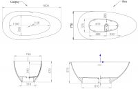 Ванна из искусственного камня Salini Paola 160x77 схема 3