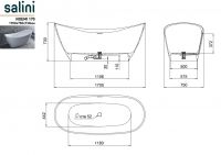 Отдельностоящая ванна из искусственного камня Salini Noemi 170х75 схема 2