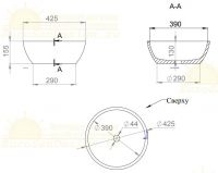 Круглая раковина из искусственного камня Salini Alda 310 43x43 см схема 2