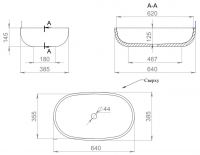 Овальная раковина Salini Gloria 305 64x39 схема 2