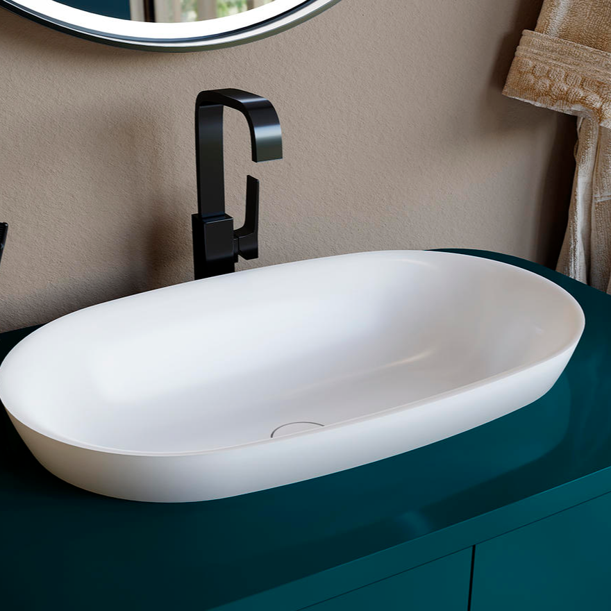 Изображение Белая полувстраиваемая раковина Salini Marea 01 64,5х38,7 1802201M