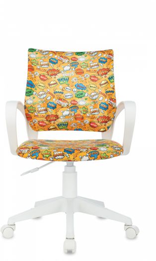 Кресло детское Бюрократ BUROKIDS 1 W (оранжевый бэнг крестов. пластик пластик белый)