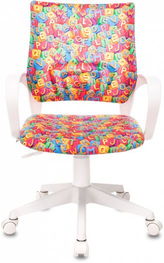 Кресло детское Бюрократ BUROKIDS 1 W (мультиколор алфавит крестов. пластик пластик белый)