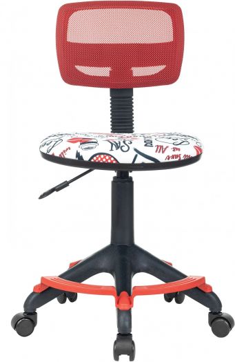 Кресло детское Бюрократ CH-299-F красный TW-35N сиденье мультиколор красные губы сетка/ткань крестов. пластик подст.для ног