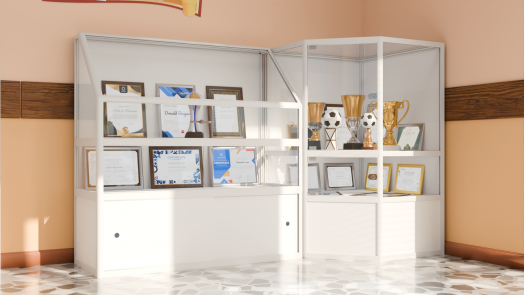 Стенд-витрина музейная угловая 800х800х1270 мм