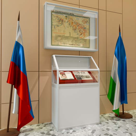 Cтенд-витрина музейная настенная 850х150х1150 мм