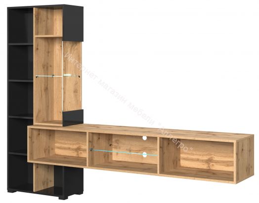 Шкаф навесной Point Тип-70 Дуб Вотан/Чёрный глянец