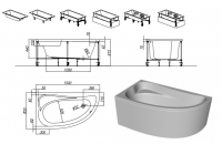 Гидромассажная акриловая ванна Kolpa San Calando R 150х85 схема 2