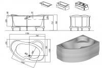 Гидромассажная акриловая ванна Kolpa San Lulu 110 L 170x110 схема 2